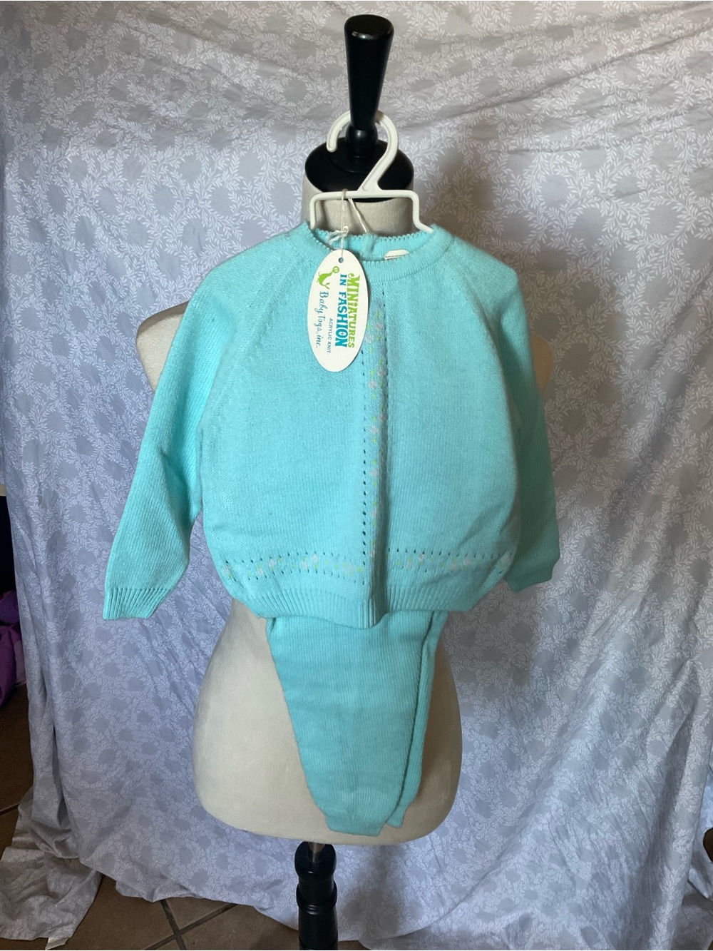 Vintage Baby Knit Set in Aqua Mint
